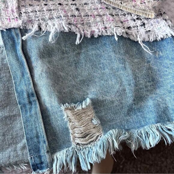 ANDREA MARTIN‎ Tweed Joint Denim Shirt size MEDIUM - Picture 4 of 8